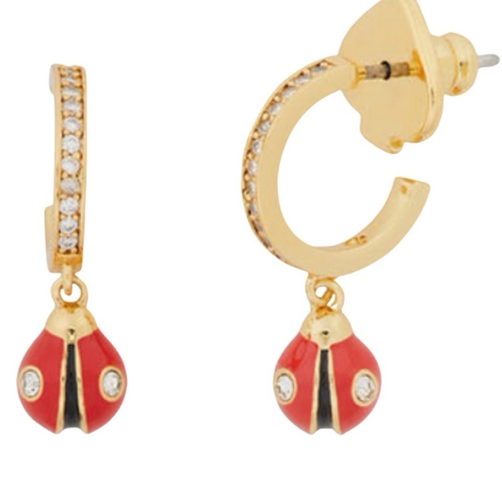 New Kate Spade  Ladybug Huggie Hoop Earrings